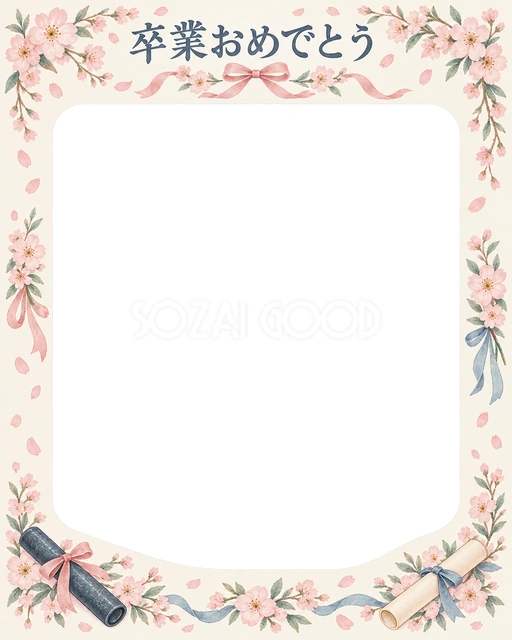 春の花輪の卒園・卒業イラスト