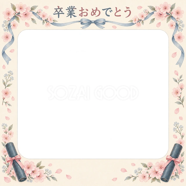 花のガーランドの卒園・卒業イラスト
