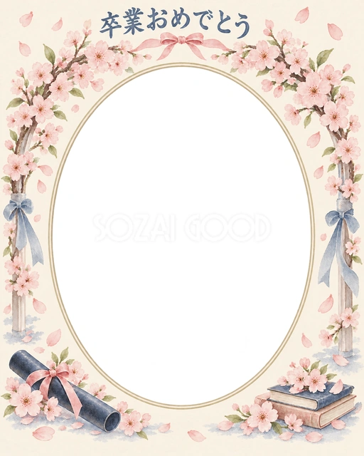 桜のアーチの卒園・卒業イラスト
