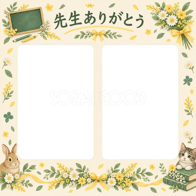 並んだ記念写真の卒園・卒業イラスト