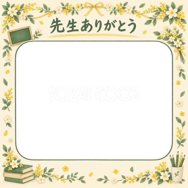 花のガーランドの卒園・卒業イラスト