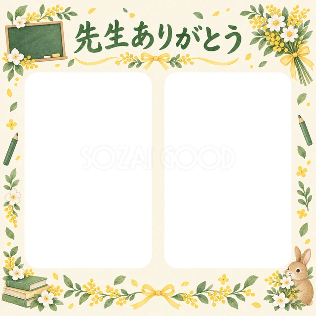 ふたつの思い出の卒園・卒業イラスト