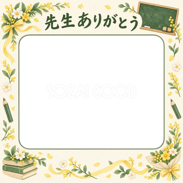 花とお祝い飾りの卒園・卒業イラスト