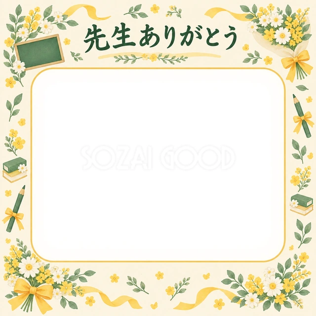 花束とリボンの卒園・卒業イラスト