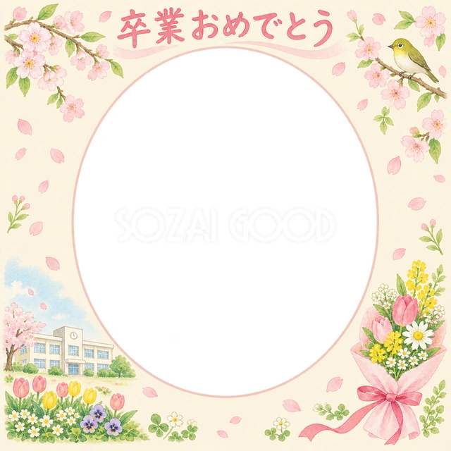 贈る花束の卒園・卒業イラスト