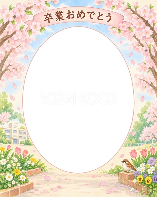 桜のアーチの卒園・卒業イラスト