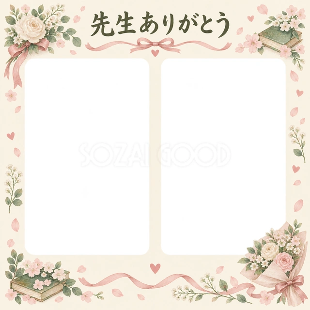 並んだ記念写真の卒園・卒業イラスト