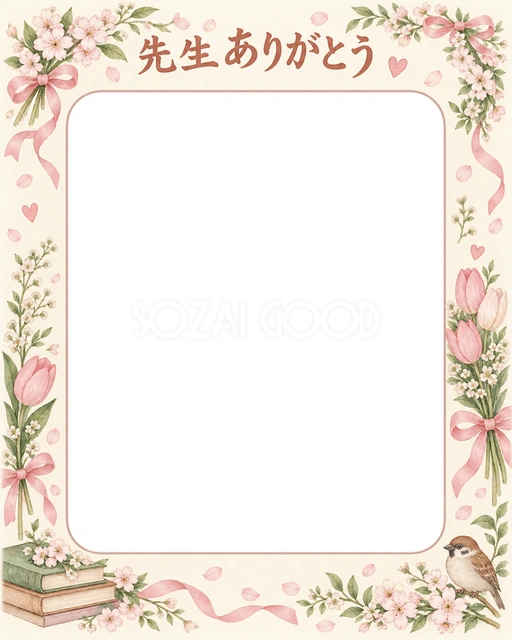 春の花輪の卒園・卒業イラスト
