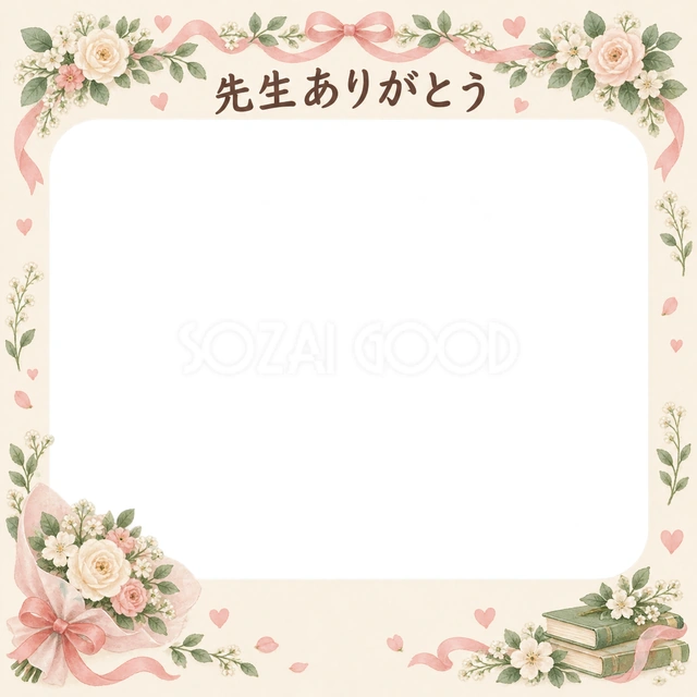 花のガーランドの卒園・卒業イラスト