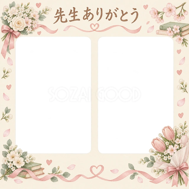 ふたつの思い出の卒園・卒業イラスト