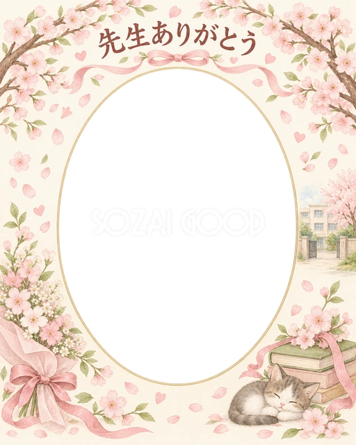 桜のアーチの卒園・卒業イラスト