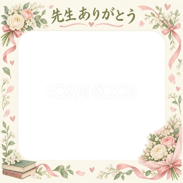 花束とリボンの卒園・卒業イラスト