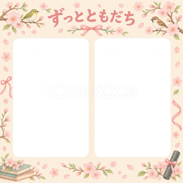 並んだ記念写真の卒園・卒業イラスト