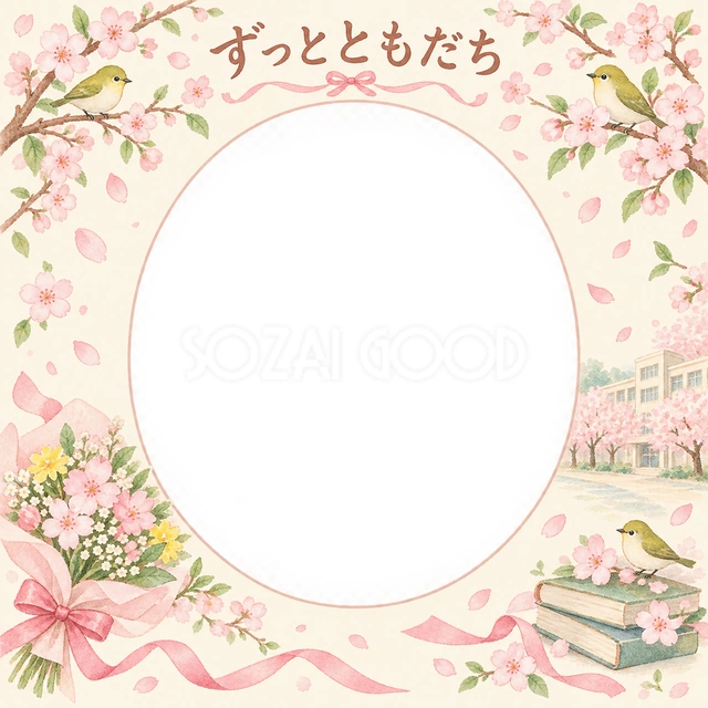 贈る花束の卒園・卒業イラスト