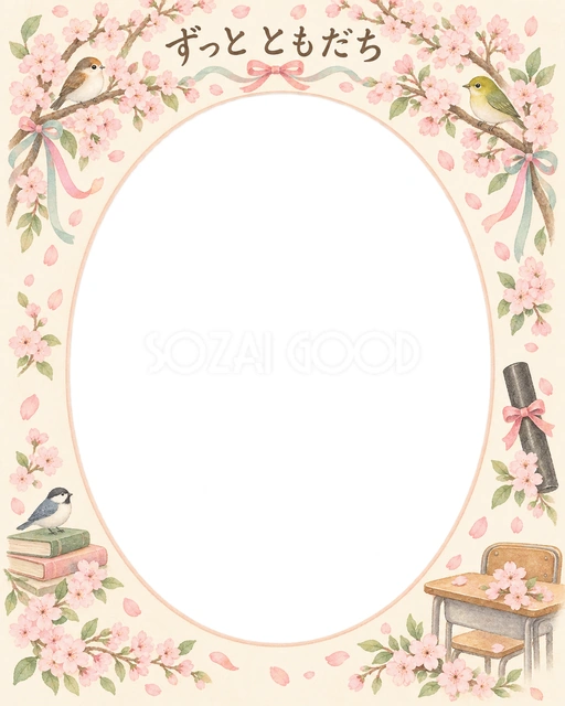 桜のアーチの卒園・卒業イラスト