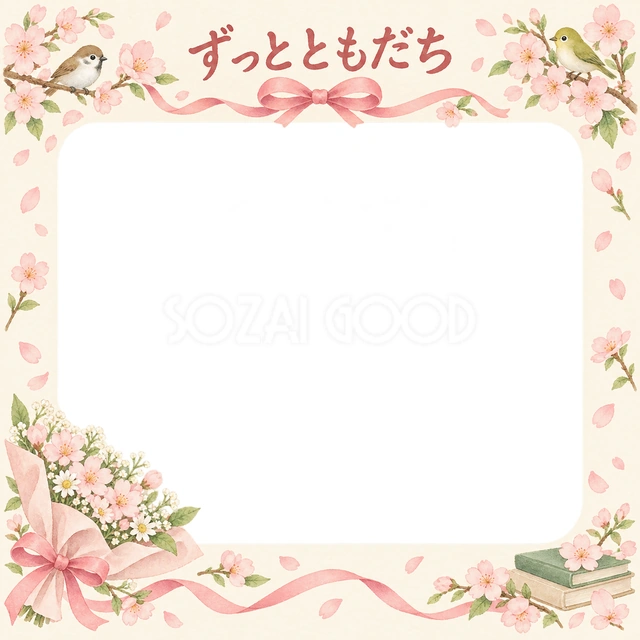 花束とリボンの卒園・卒業イラスト