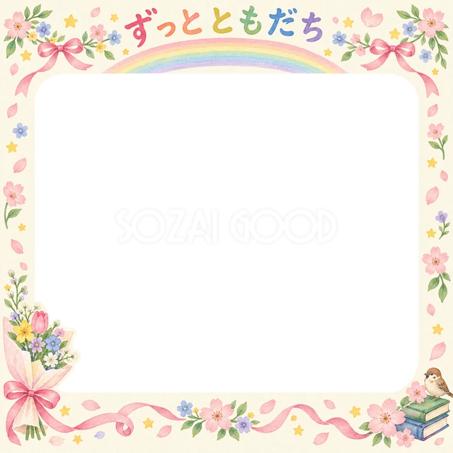 花束とリボンの卒園・卒業イラスト