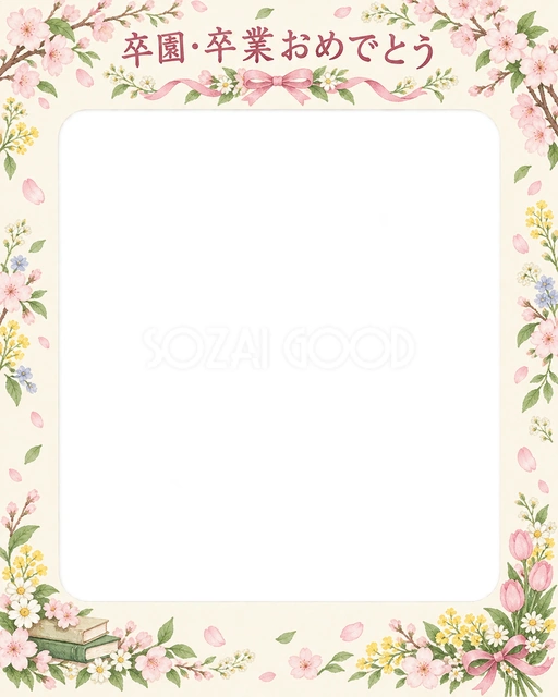 春の花輪の卒園・卒業イラスト