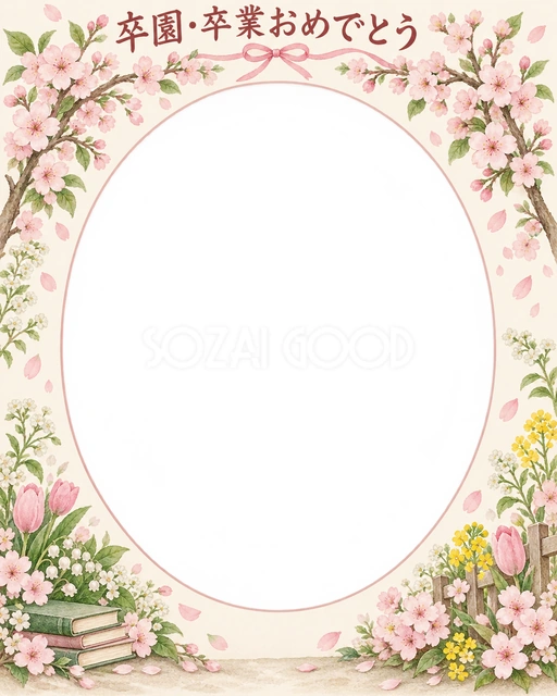 桜のアーチの卒園・卒業イラスト
