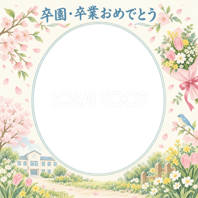 贈る花束の卒園・卒業イラスト