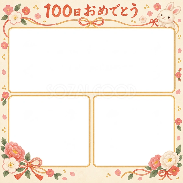 家族の思い出の記念写真を飾れる、無料のイラスト素材です