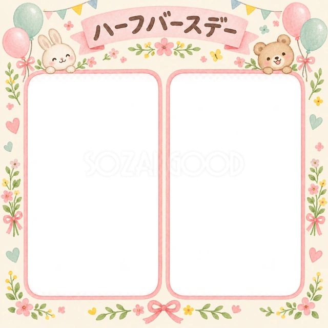 並んだ記念写真の記念写真を飾れる、無料のイラスト素材です