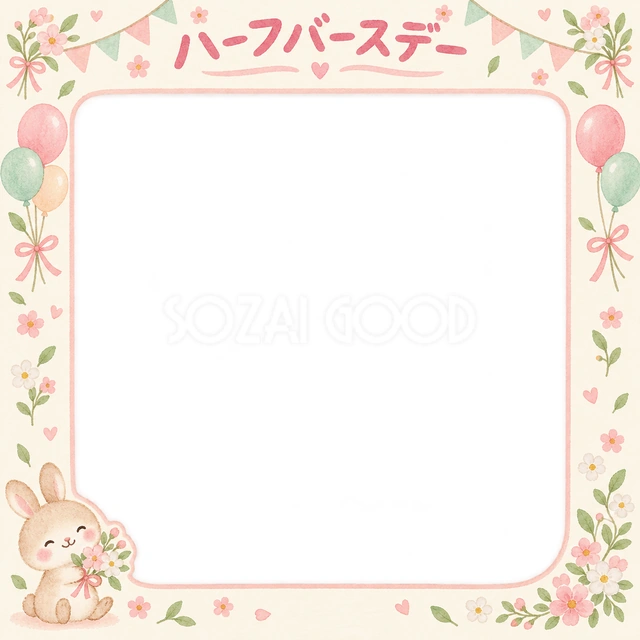 小花の花輪の記念写真を飾れる、無料のイラスト素材です