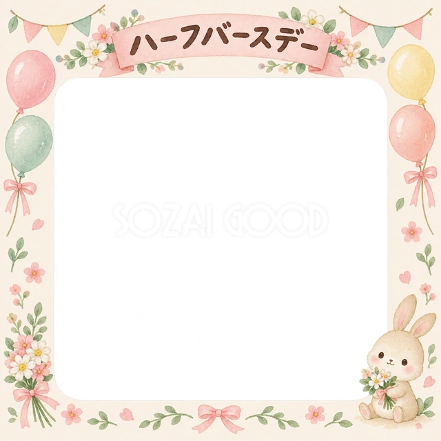 花のガーランドの記念写真を飾れる、無料のイラスト素材です