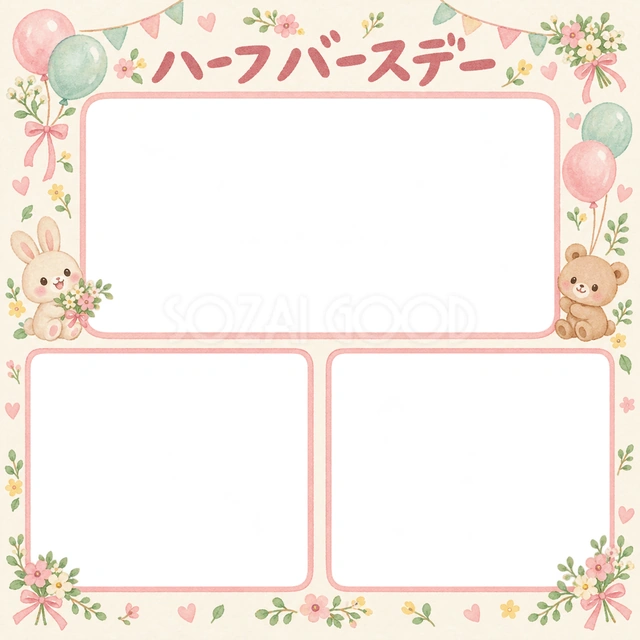 家族の思い出の記念写真を飾れる、無料のイラスト素材です