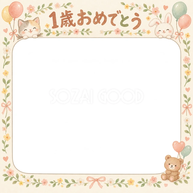 小花の花輪の記念写真を飾れる、無料のイラスト素材です