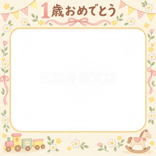 花のガーランドの記念写真を飾れる、無料のイラスト素材です