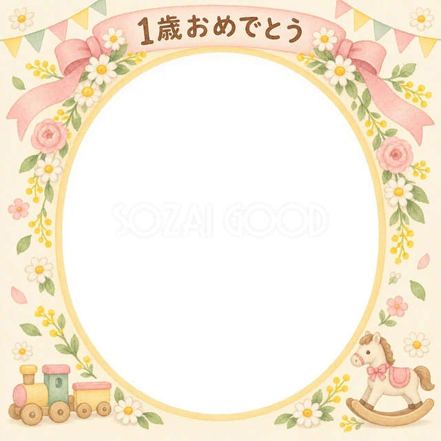 花のアーチの記念写真を飾れる、無料のイラスト素材です