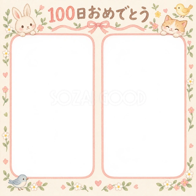 並んだ記念写真の記念写真を飾れる、無料のイラスト素材です