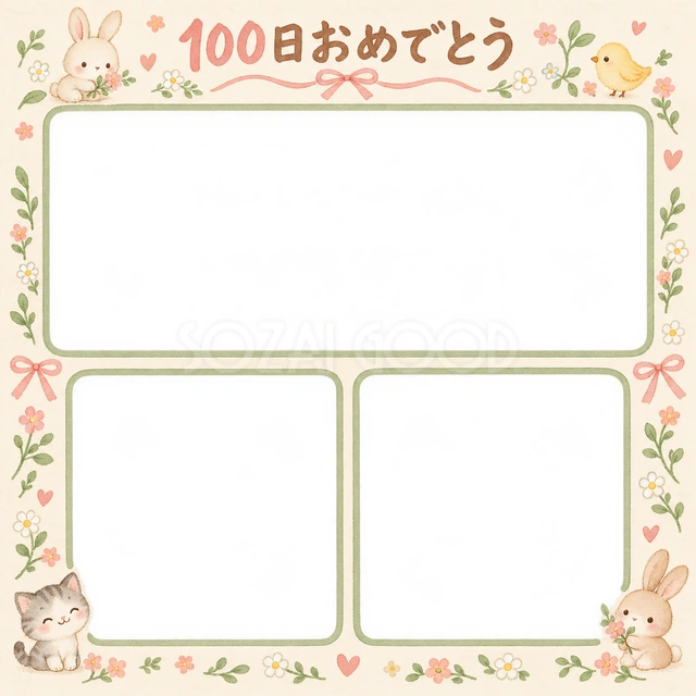 家族の思い出の記念写真を飾れる、無料のイラスト素材です