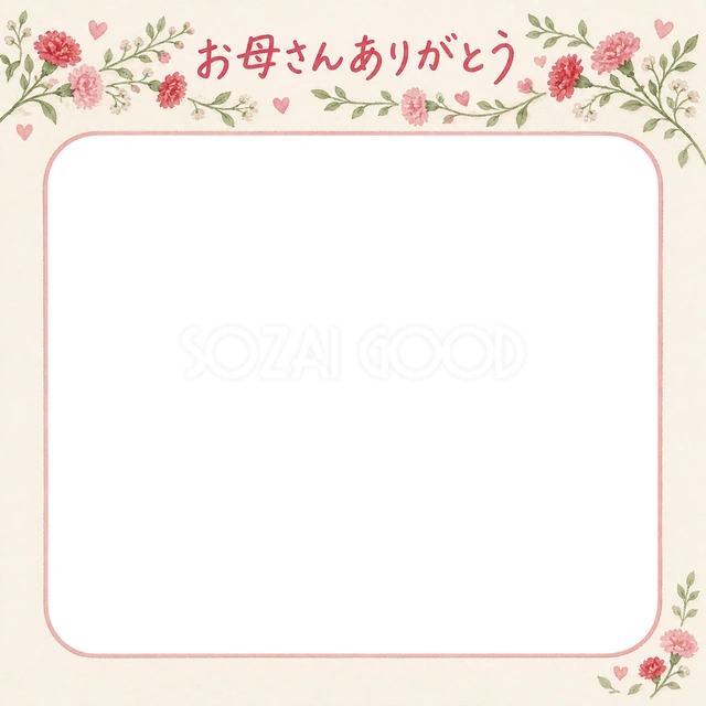 母の日の記念写真に使える、小花のガーランドの無料イラスト素材です