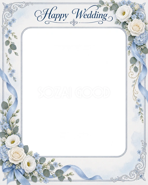 結婚や結婚記念日の写真に使える、小さな花束の縦長カードの無料イラスト素材です