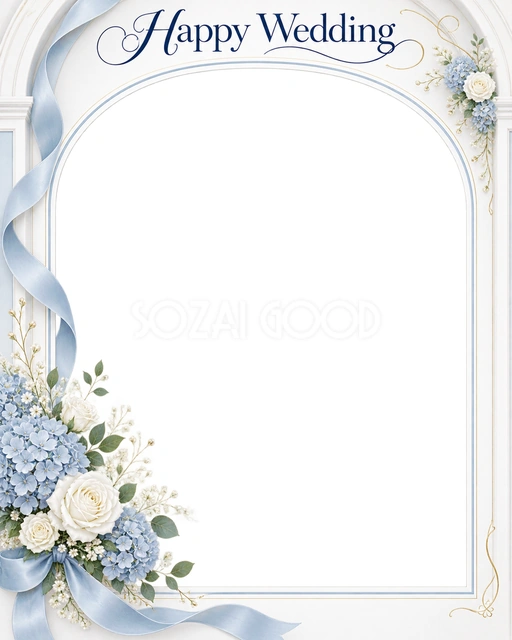 結婚や結婚記念日の写真に使える、小さな花束の縦長カードの無料イラスト素材です