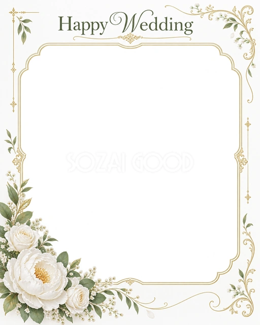 結婚や結婚記念日の写真に使える、小さな花束の縦長カードの無料イラスト素材です