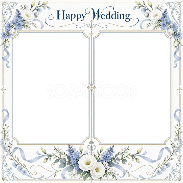 結婚や結婚記念日の写真に使える、ふたつの晴れ姿の無料イラスト素材です