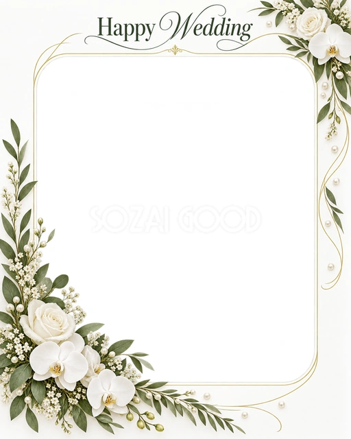 結婚や結婚記念日の写真に使える、小さな花束の縦長カードの無料イラスト素材です
