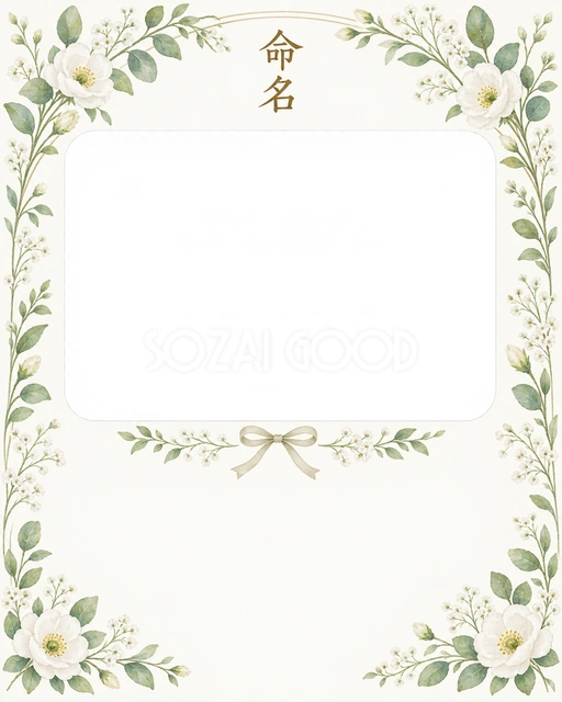 写真入り命名書に使える無料イラスト素材です