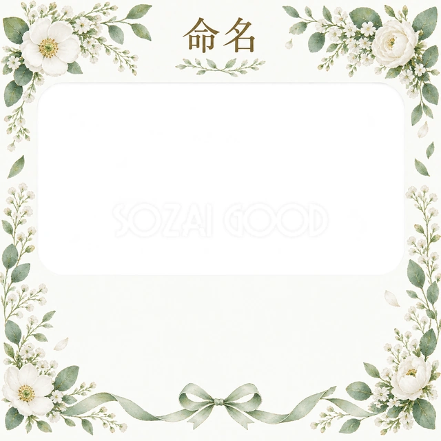 写真入り命名書に使える無料イラスト素材です