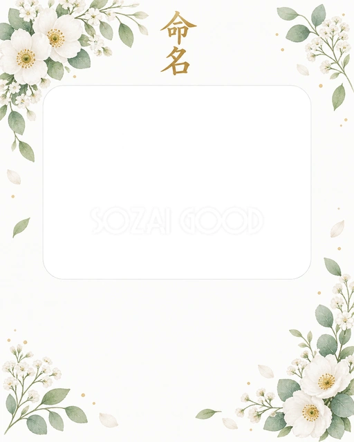 写真入り命名書に使える無料イラスト素材です