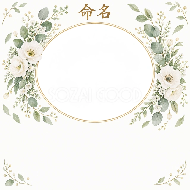 写真入り命名書に使える無料イラスト素材です