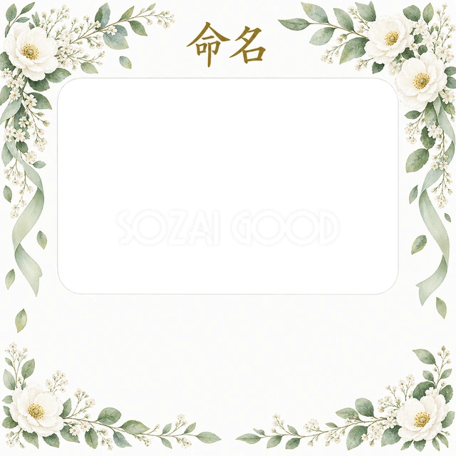 写真入り命名書に使える無料イラスト素材です