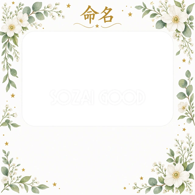 写真入り命名書に使える無料イラスト素材です