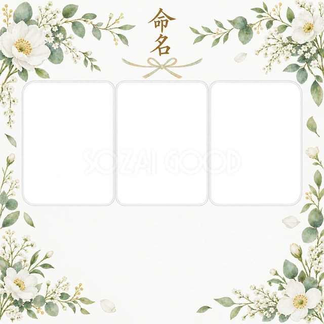 写真入り命名書に使える無料イラスト素材です