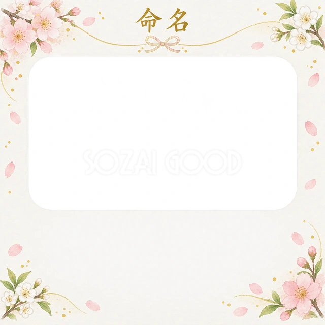 写真入り命名書に使える無料イラスト素材です