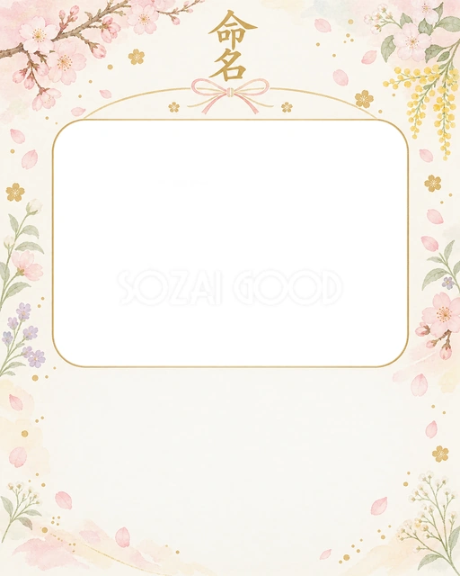 写真入り命名書に使える無料イラスト素材です