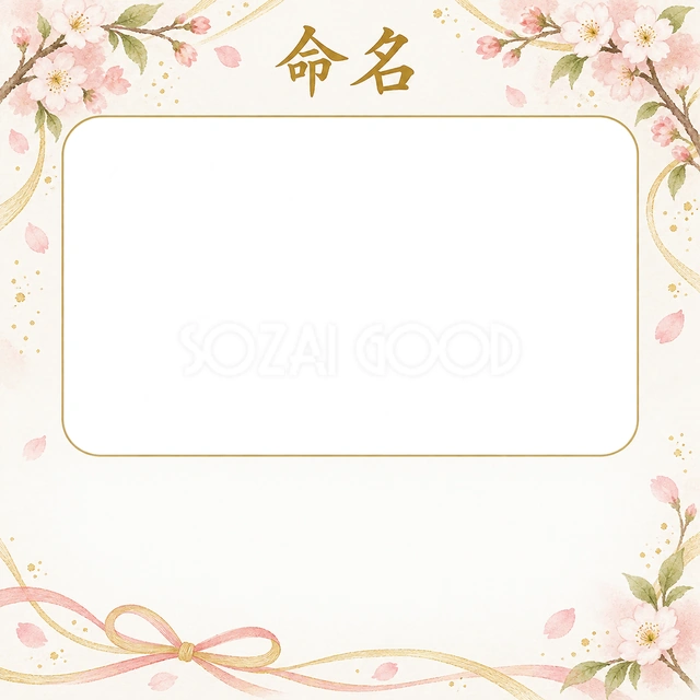 写真入り命名書に使える無料イラスト素材です